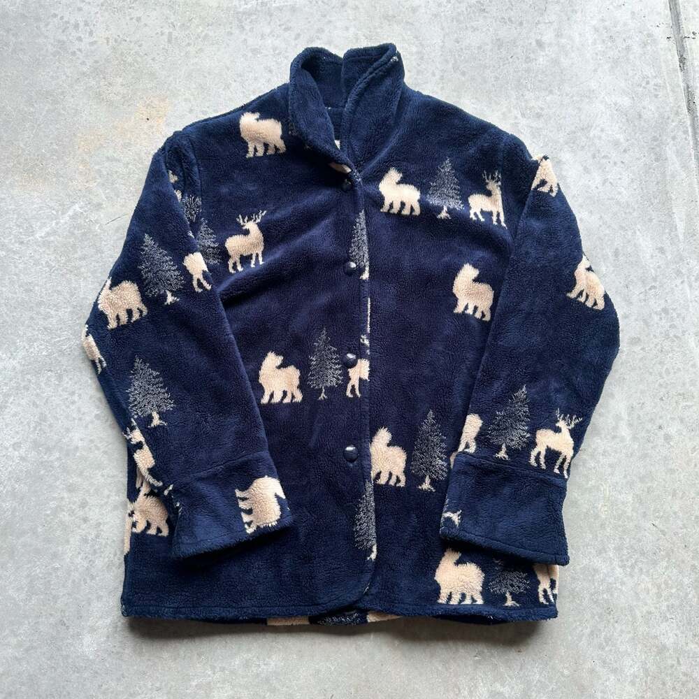 St. John's Bay Navy Blue Reindeer Fleece Jacket